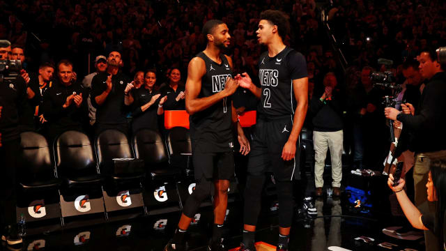 Brooklyn Nets forward Mikal Bridges (1) and forward Cameron Johnson (2)